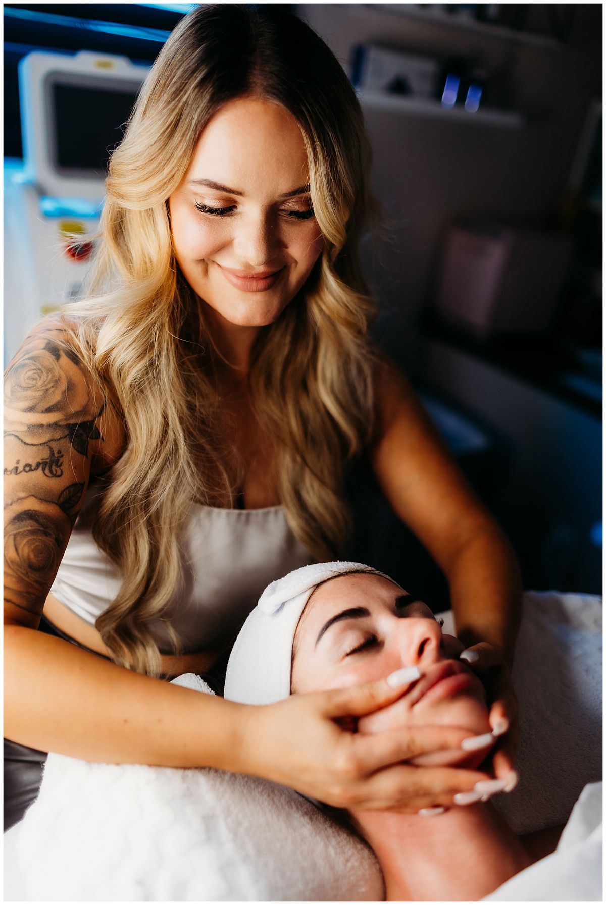 Esthetician giving a facial